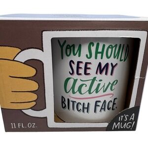 Emily McDowell Studio Active B‎ Face 11oz Ceramic Coffee Mug - Funny Gift Her